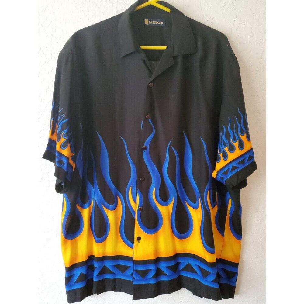 Wingo Shirt Mens XXLarge XXL Short Sleeve FLAMES